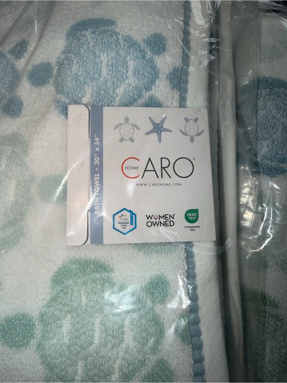 NWT set of 4 CARO coastal turtle bath towels 30” x 54” ea - Picture 2 of 3